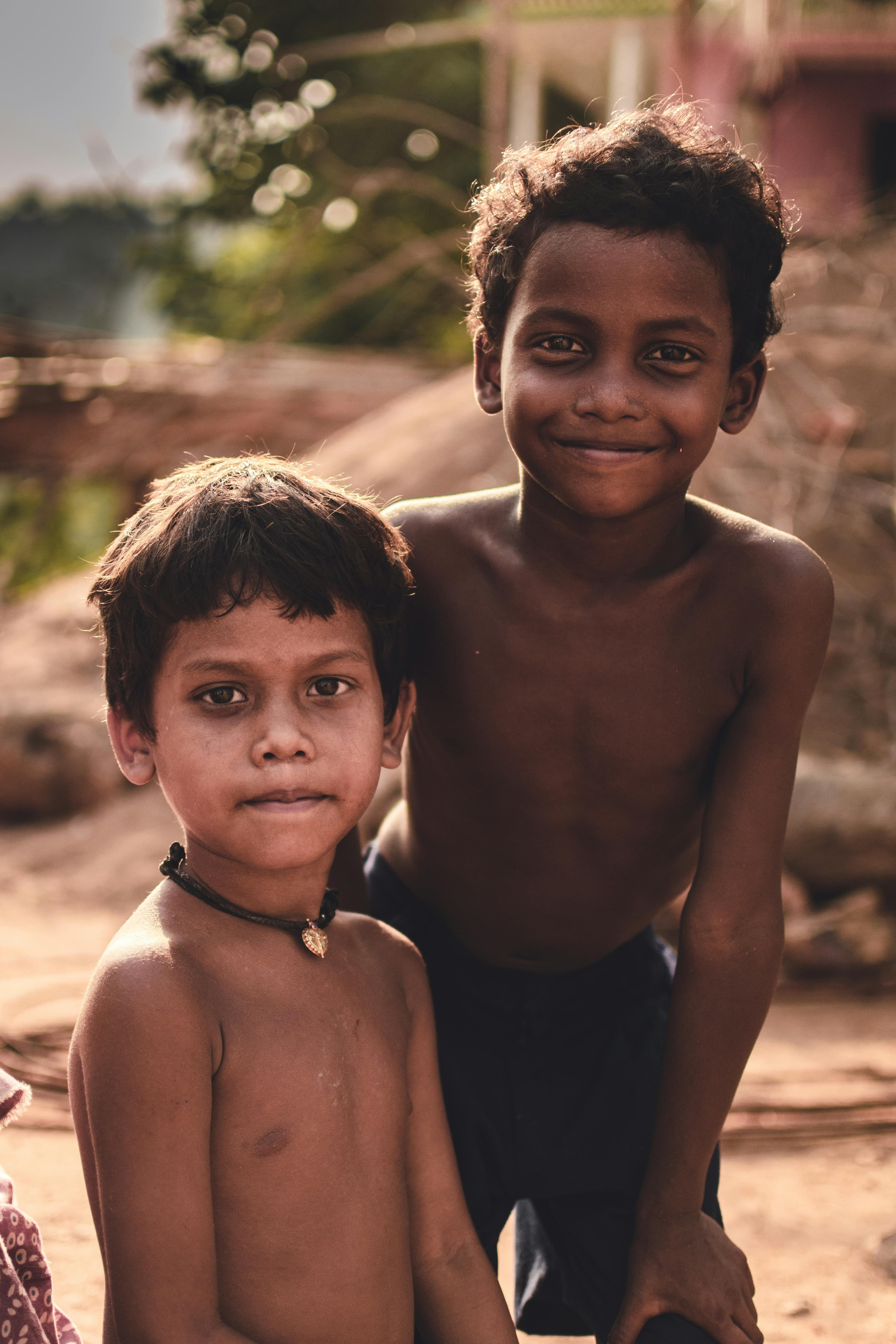 Happy children studying
